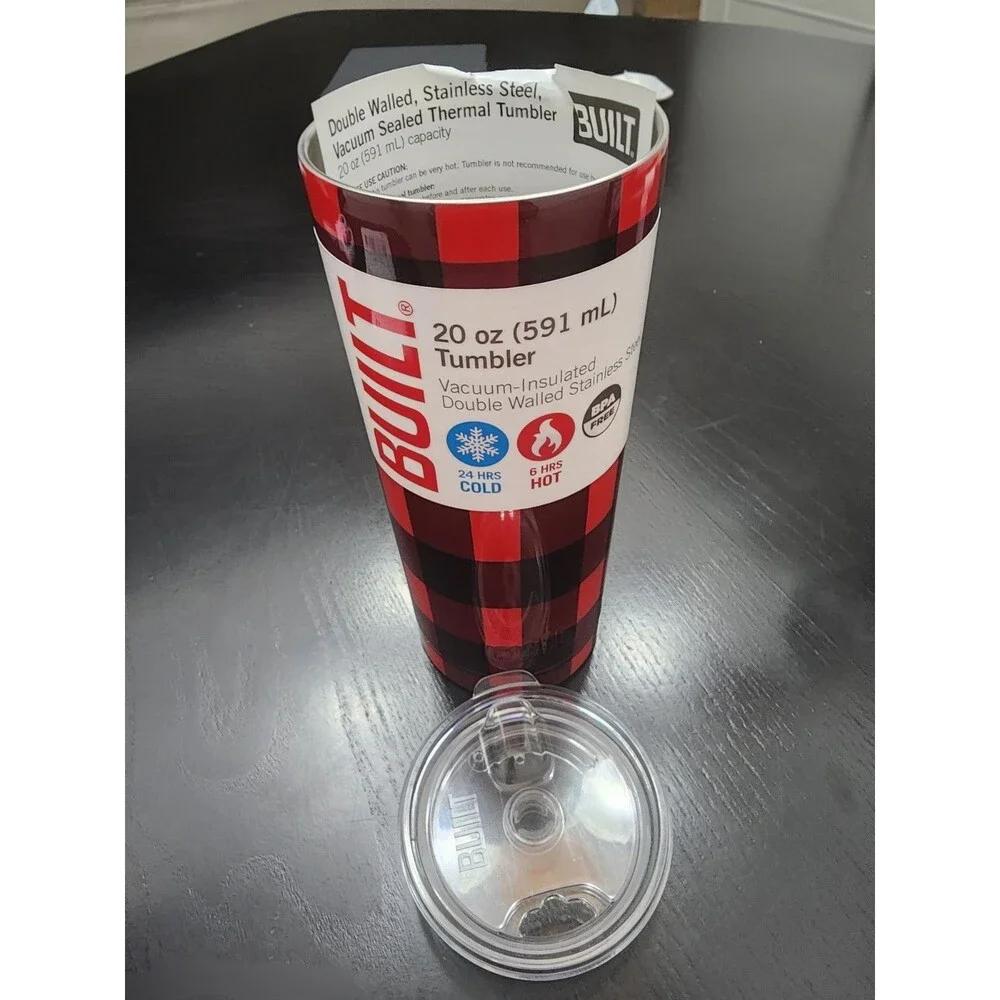 BUILT 20 oz Vacuum Insulated Double Wall Stainless Tumbler w/ Lid Plaid